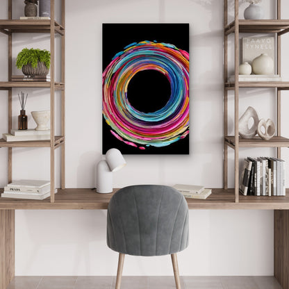 Abstract Rainbow Colors Wavy Circle 40x60cm Metal Print Ready to Hang - Bella Home Decor