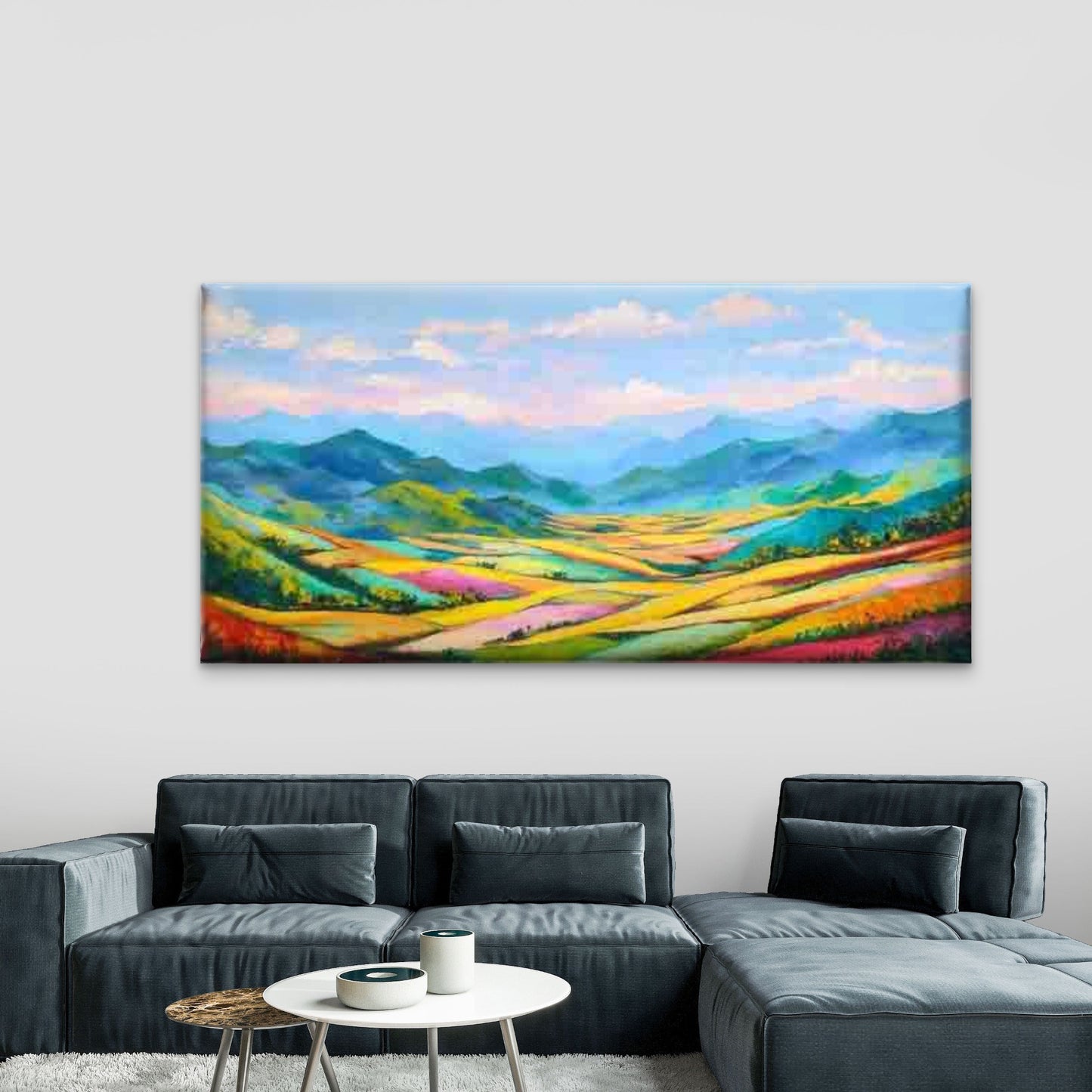 Vibrant Mountain Landscape Wall Art Canvas Office Home Room Framed 120x60cm