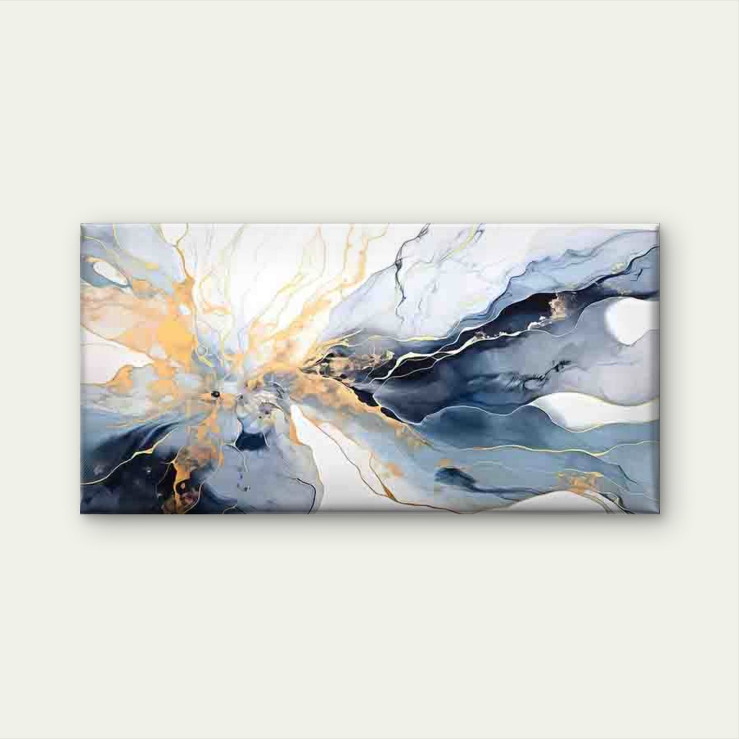 Abstract Fluid Art in Blue Wall Art Canvas Office Home Room Framed 120x60cm - Bella Home Decor