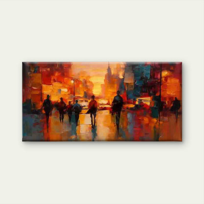 Modern Abstract Cityscape Wall Art Canvas Office Home Room Framed 120x60cm - Bella Home Decor