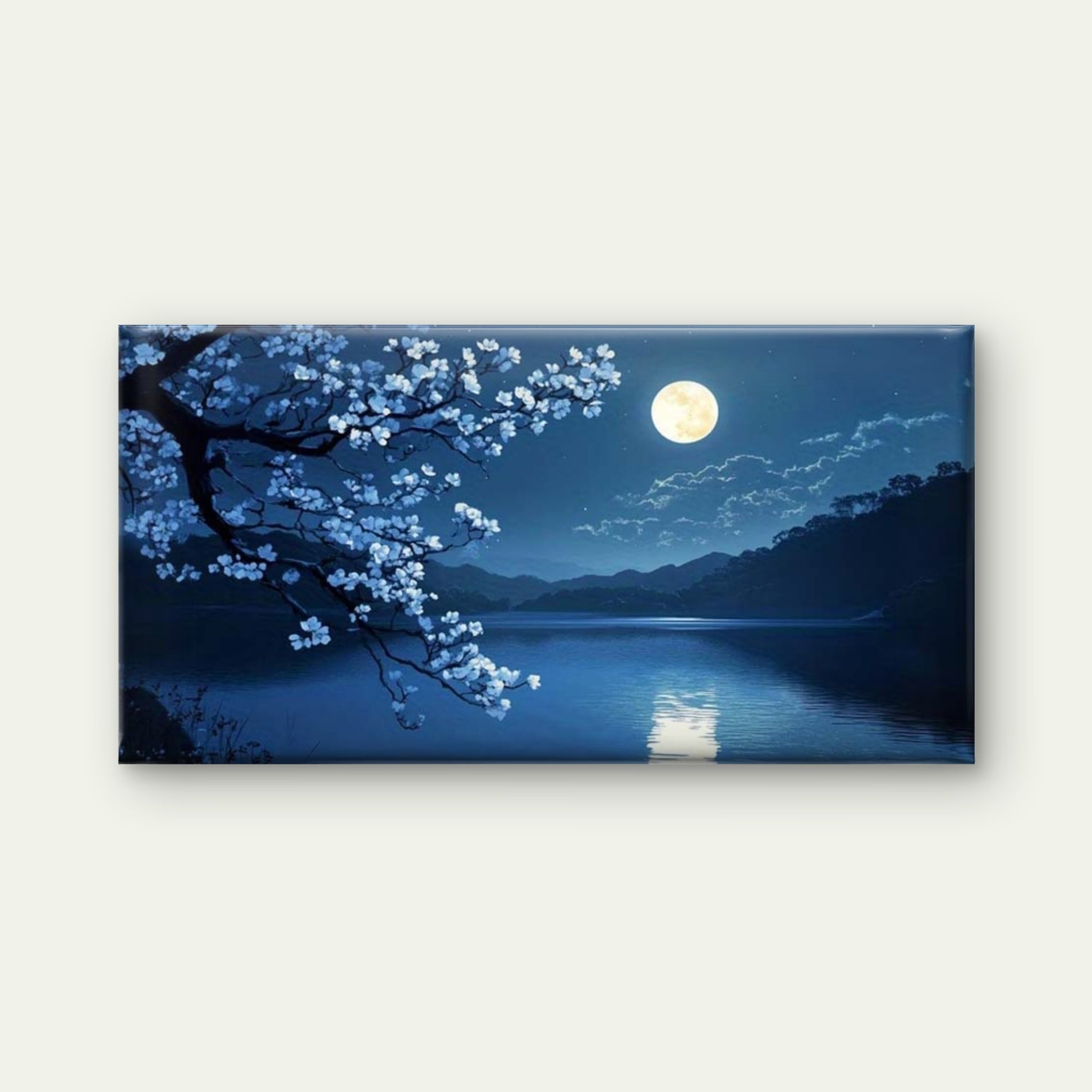 Cherry Blossom Night Sky Wall Art Canvas Office Home Room Framed 120x60cm - Bella Home Decor