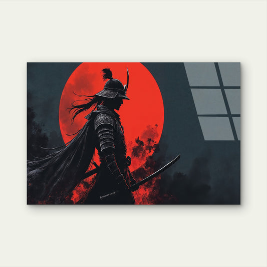 Japanese Samurai Red Sun Art Acrylic Glass Printing Wall Art Australian Made Quality