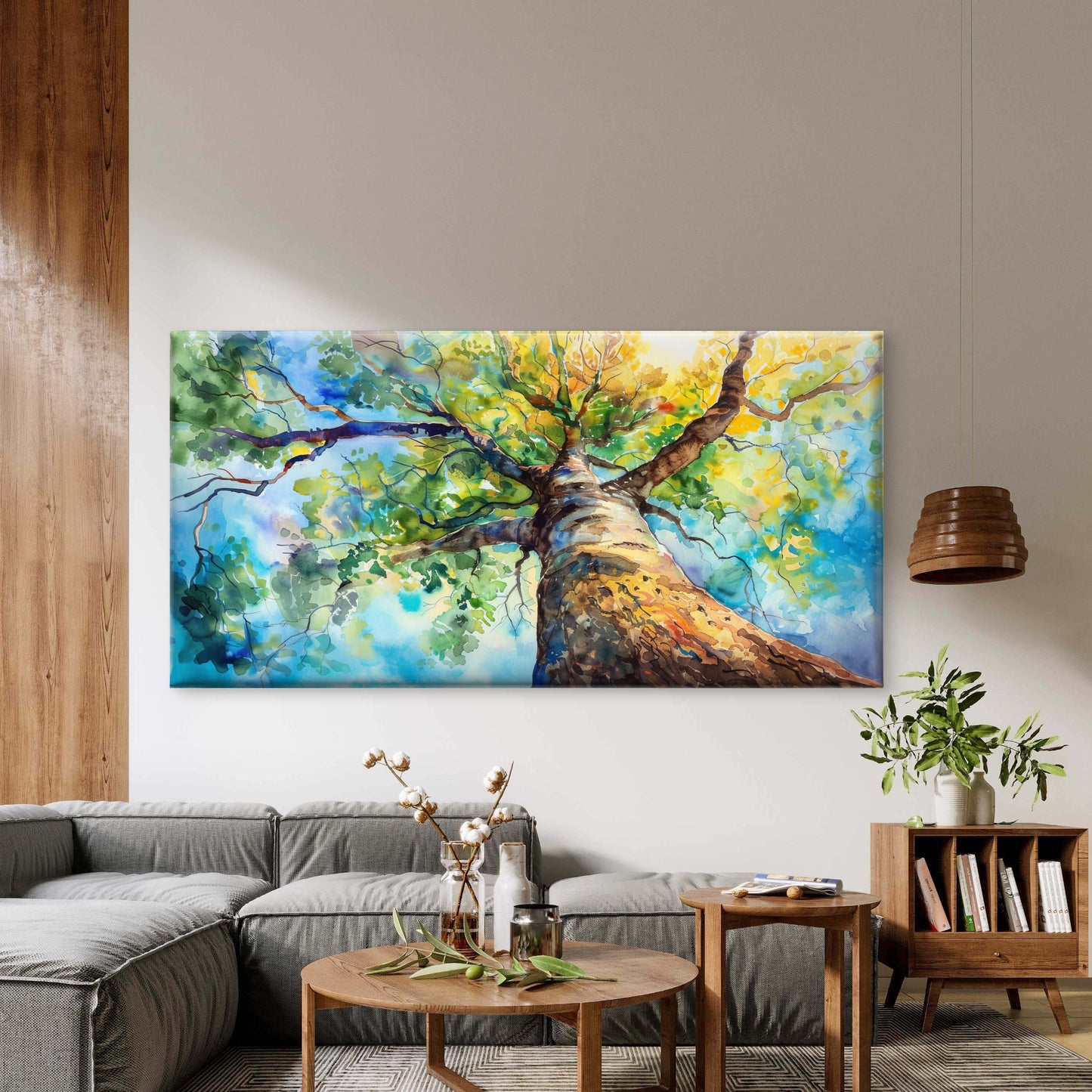 Towering Tree Against Sky Wall Art Canvas Office Home Room Framed 120x60cm