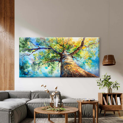 Towering Tree Against Sky Wall Art Canvas Office Home Room Framed 120x60cm