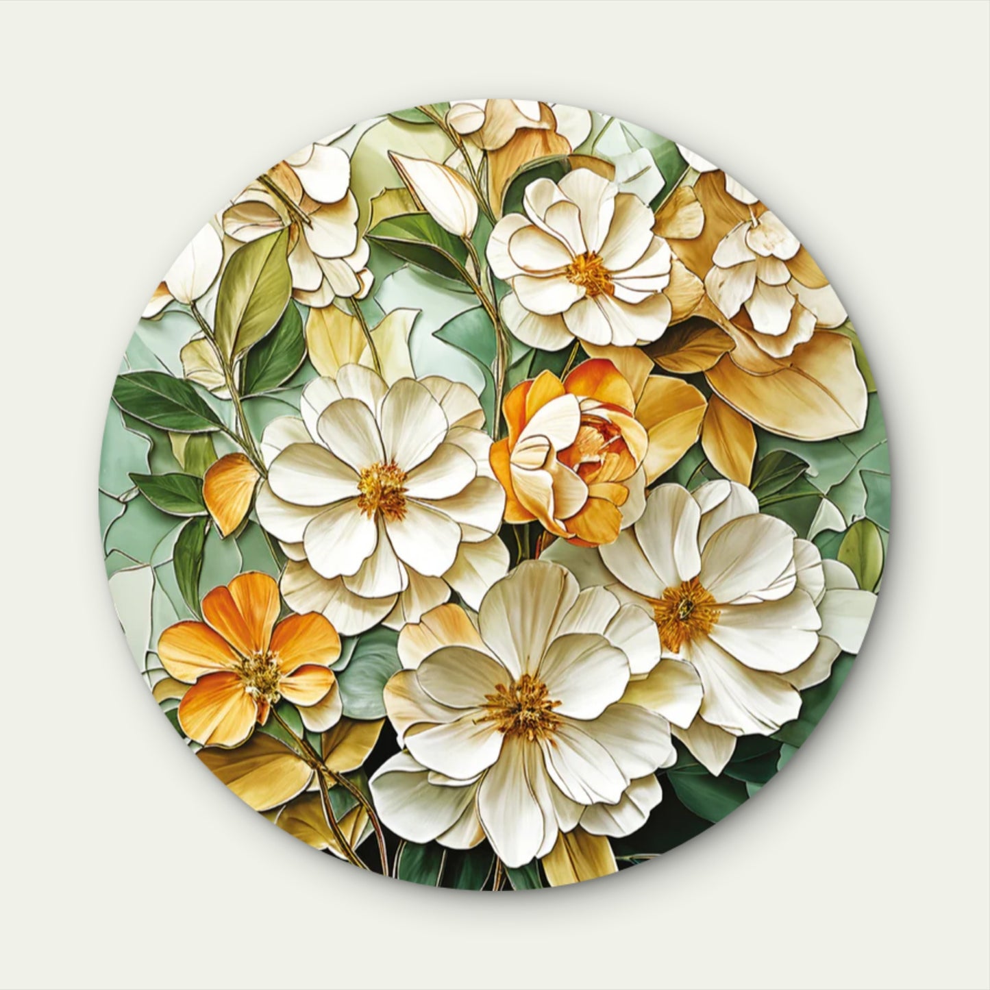 Botanical White Flower Acrylic Glass Rounded Print Tempered Glass Wall Art 100% Made in Australia Ready to Hang
