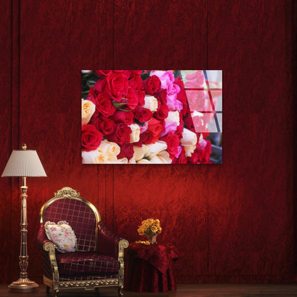 Red Pink White Rose Bouquet Acrylic Glass Printing Wall Art Australian Made Quality