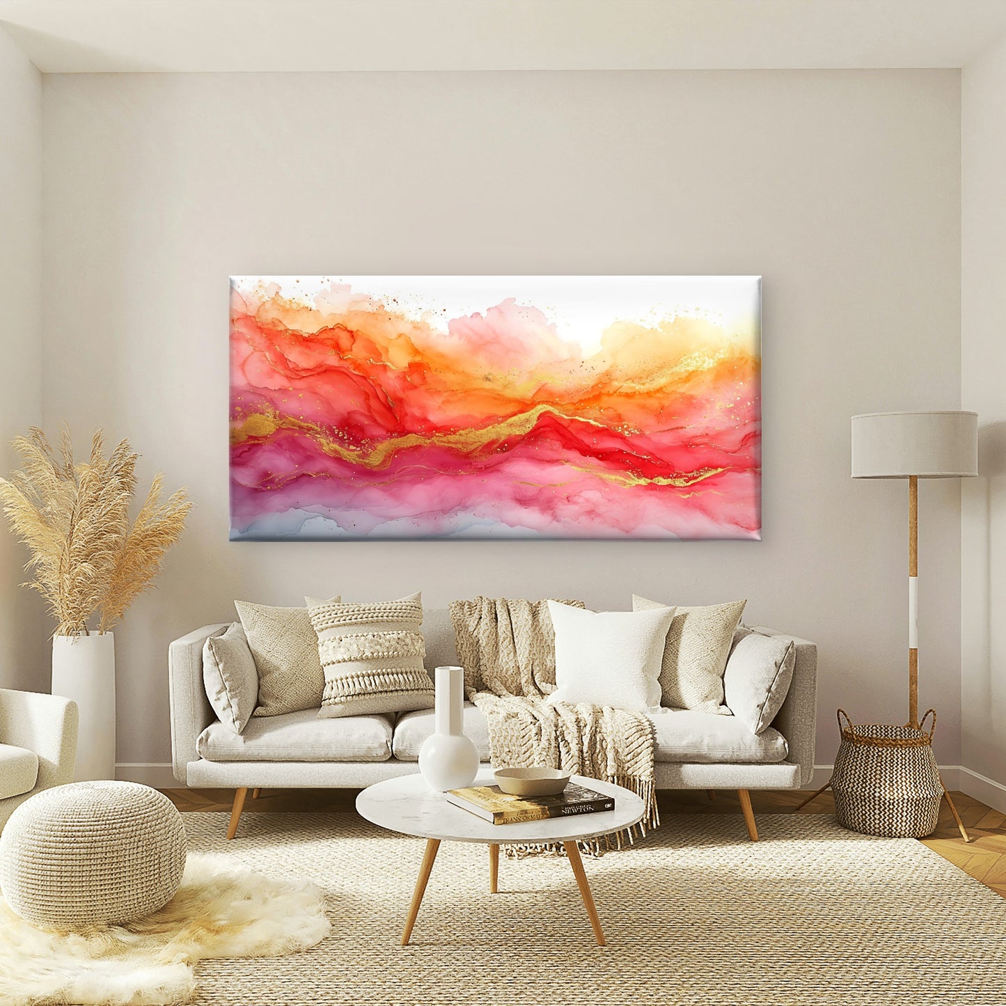 Golden Veins Crimson Sky Wall Art Canvas Office Home Room Framed 120x60cm