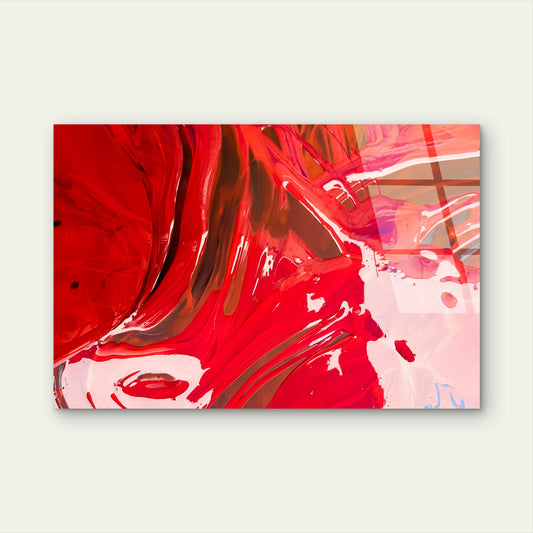 Striking Crimson Magenta Liquid Marble Acrylic Glass Printing Wall Art Australian Made Quality