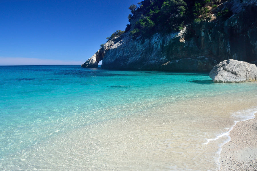 Sandy Beach Of Cala Goloritze Glass Framed Wall Art, Ready to Hang Quality Print