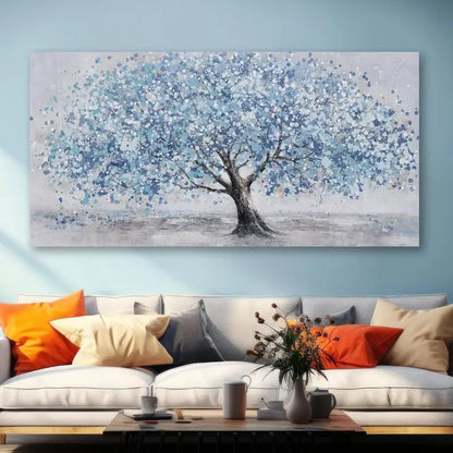 Blue Tree wall canvas office home room framed 120x60cm - Bella Home Decor
