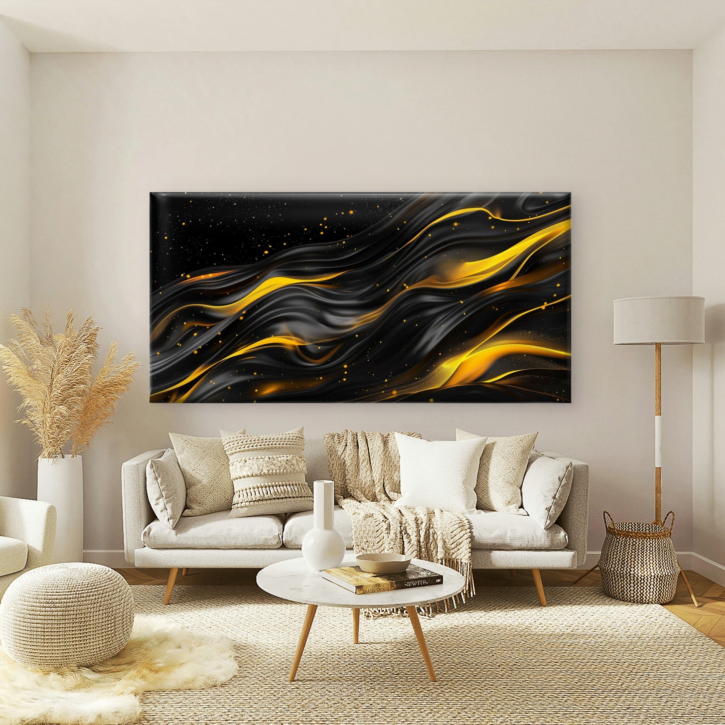 Elegant Black Texture Abstract Wall Art Canvas Office Home Room Framed 120x60cm