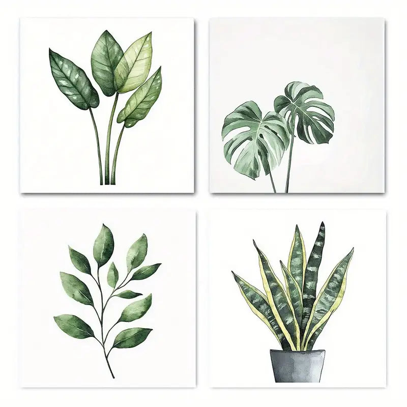 4pcs  Sage green minimalism theme SS    Wall Art Canvas Framed
