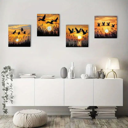 4pcs Moonlight reedWall Art Canvas Framed