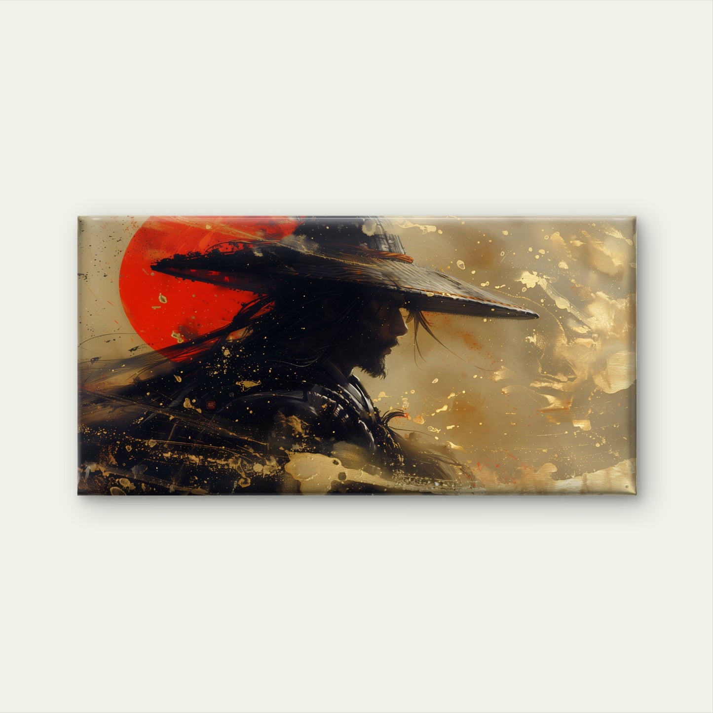 Warrior With Rising Sun Wall Art Canvas Office Home Room Framed 120x60cm