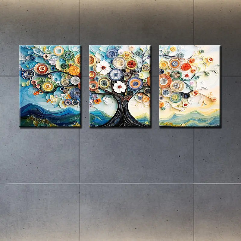 3pcs Vibrant Tree Of Life Prints, Metal Print Ready to Hang Art