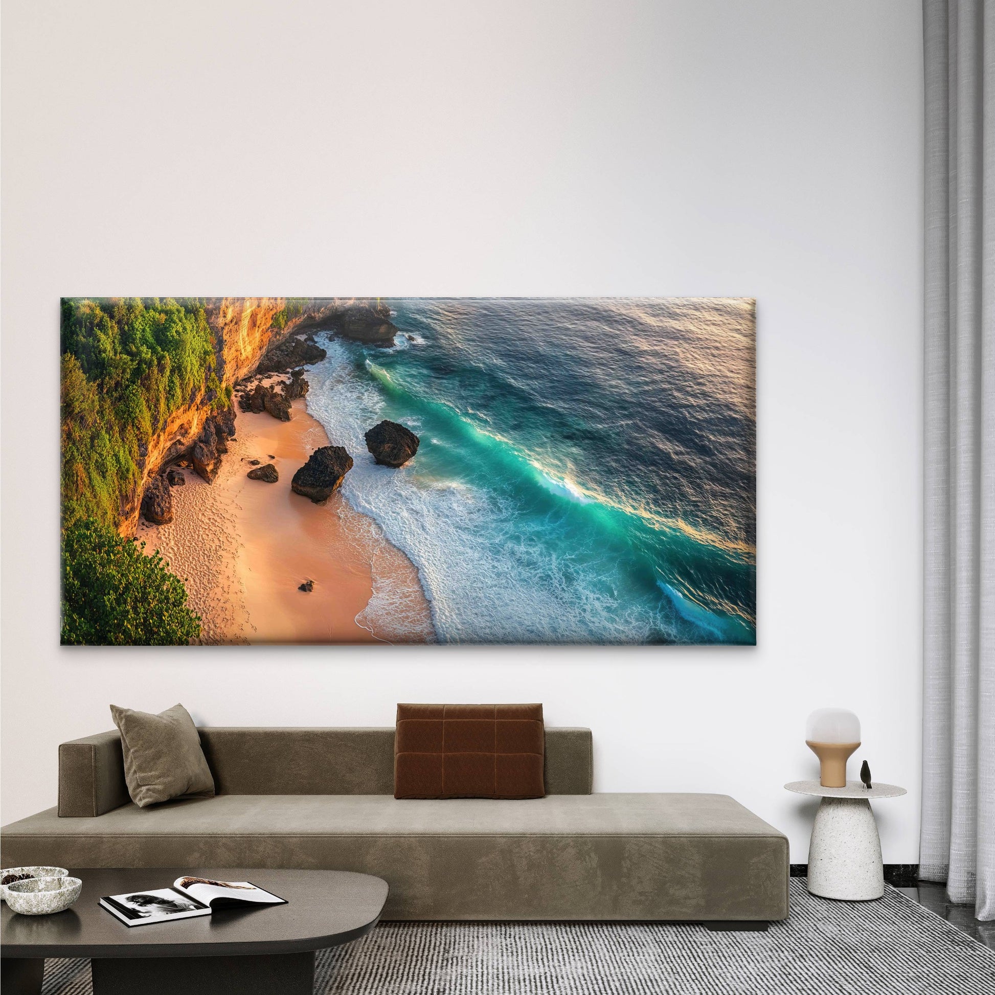Maluku Islands Cliff Beach Wall Art Canvas Office Home Room Framed 120x60cm - Bella Home Decor