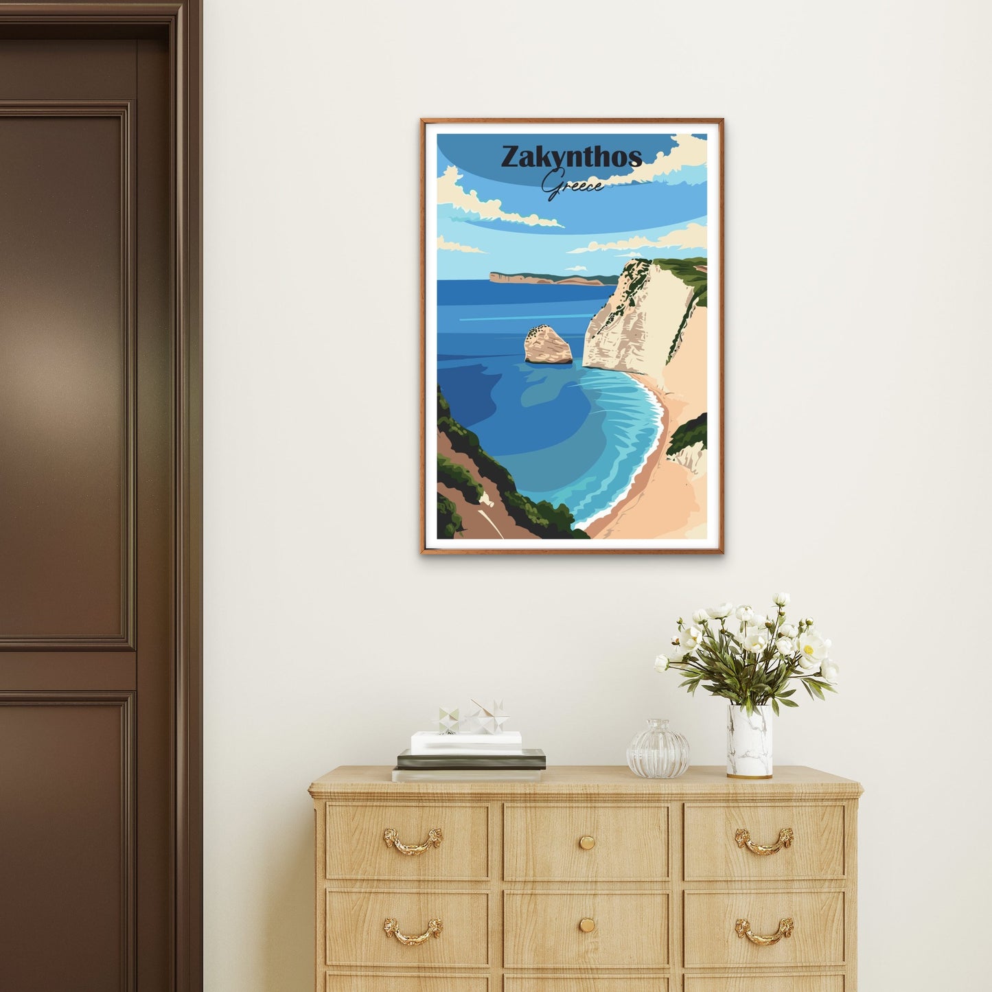 Zakynthos Greece Mizithres Beach Sea Keri Travel Poster Print Wall Art
