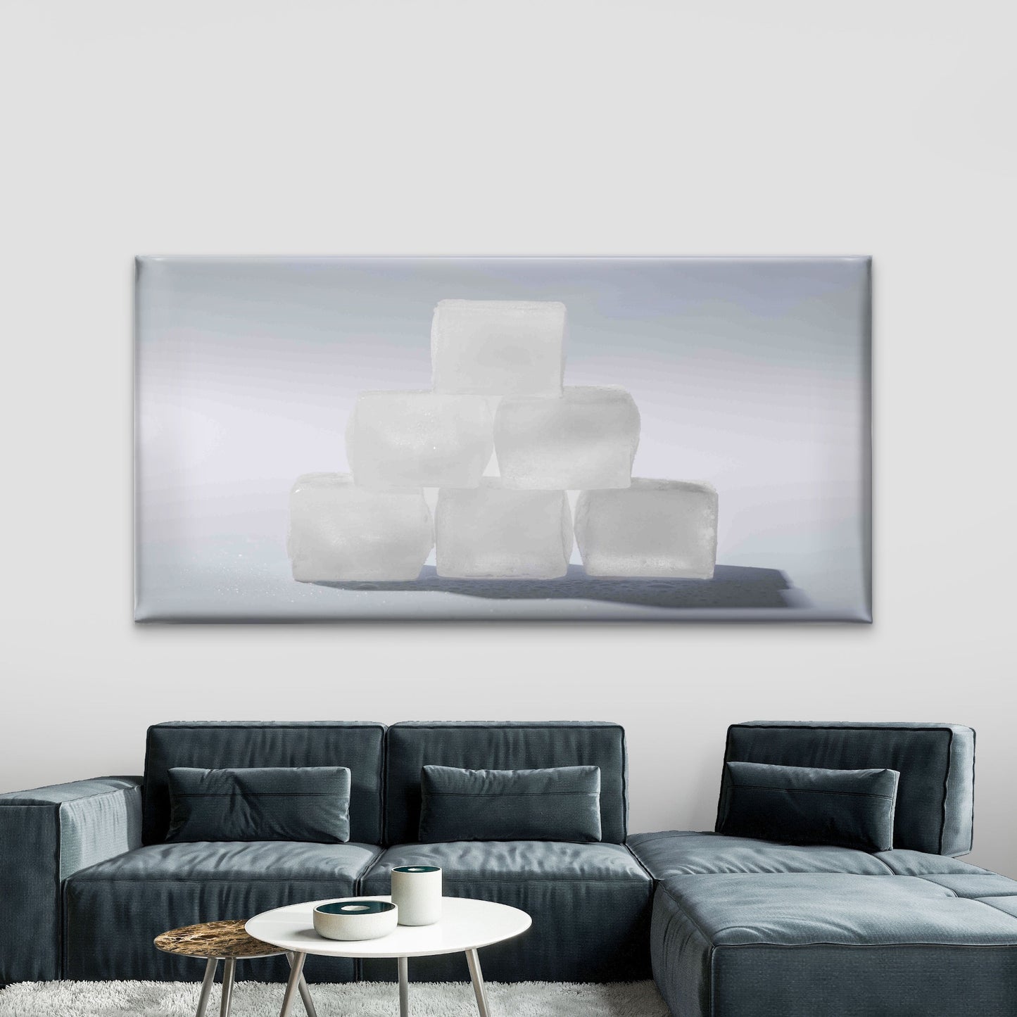Stacked Ice Cubes Wall Art Canvas Office Home Room Framed 120x60cm