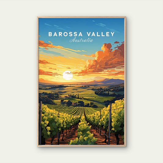 Barossa Valley Australia Sunset Travel Poster Print Wall Art - Bella Home Decor