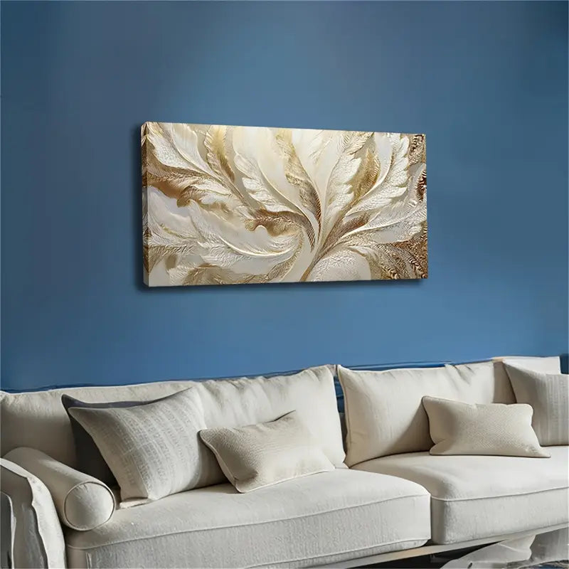 Modern Minimalist White Golden Wall Art Canvas Office Home Room Framed 120x60cm - Bella Home Decor