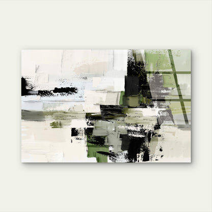 Abstract Block Sage Green Black Palette  Acrylic Glass Printing Wall Art Australian Made Quality