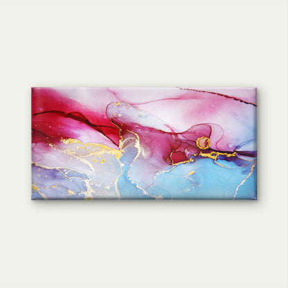 Crimson Blue Golden Abstract Wall Art Canvas Office Home Room Framed 120x60cm