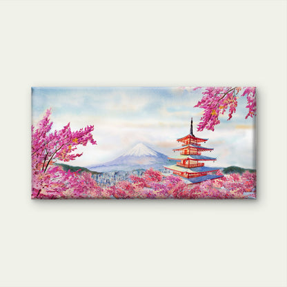 Mount Fuji Cherry Blossoms Art Wall Art Canvas Office Home Room Framed 120x60cm