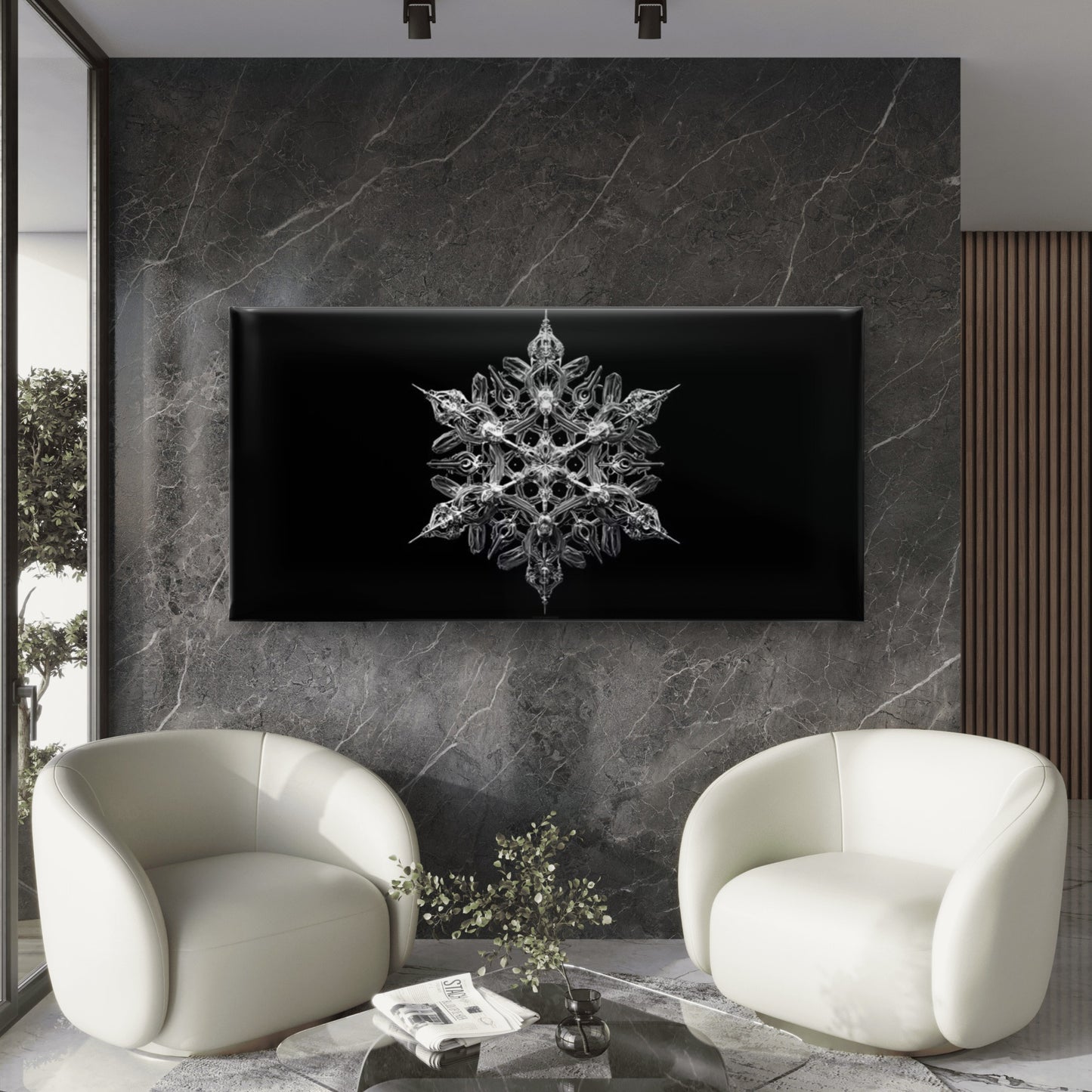 Elegant Snowflake Design Wall Art Canvas Office Home Room Framed 120x60cm