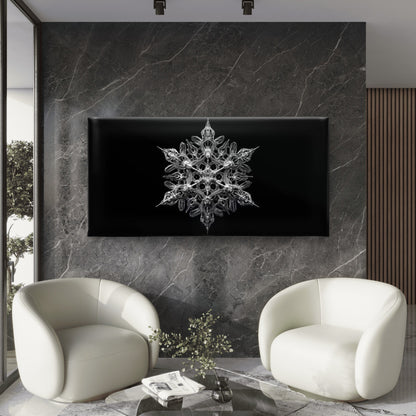 Elegant Snowflake Design Wall Art Canvas Office Home Room Framed 120x60cm