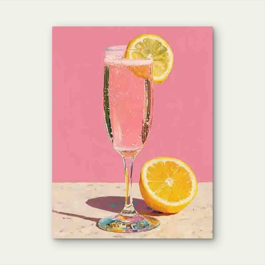 Adorable Pink Champagne Mimosa Cocktail 60x90cm Metal Print Ready to Hang