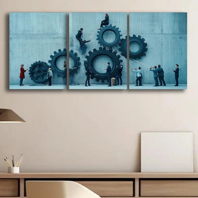 3pcs Luxurious Mechanical System Metal Print Ready to Hang Art