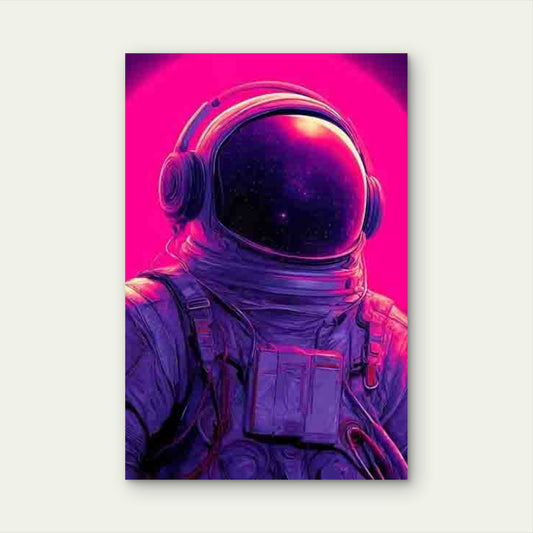 Neon Pink & Purple Astronaut 40x60cm Metal Print Ready to Hang