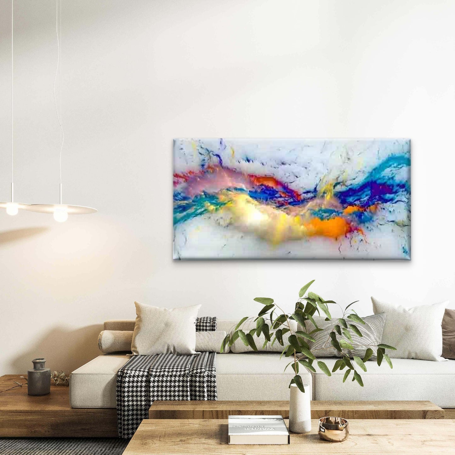Abstract Water Flow Wall Art Canvas Office Home Room Framed 120x60cm - Bella Home Decor