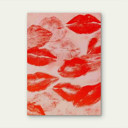 Featuring Red Lipstick Kisses Metal Print Ready to Hang - Bella Home Decor