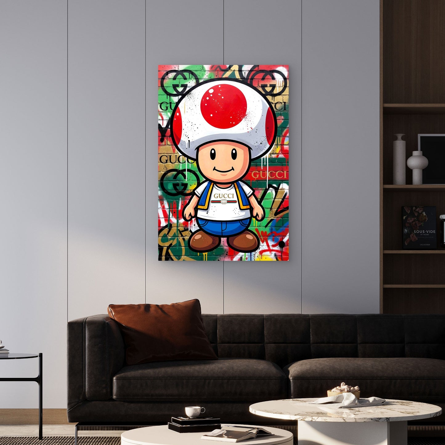 Mushroom Boy Cartoon In A Designer Shirt 40x60cm Metal Print Ready to Hang