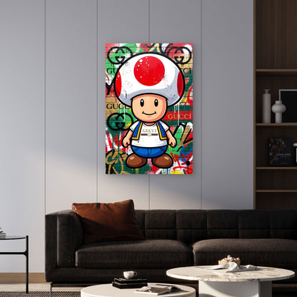Mushroom Boy Cartoon In A Designer Shirt 40x60cm Metal Print Ready to Hang