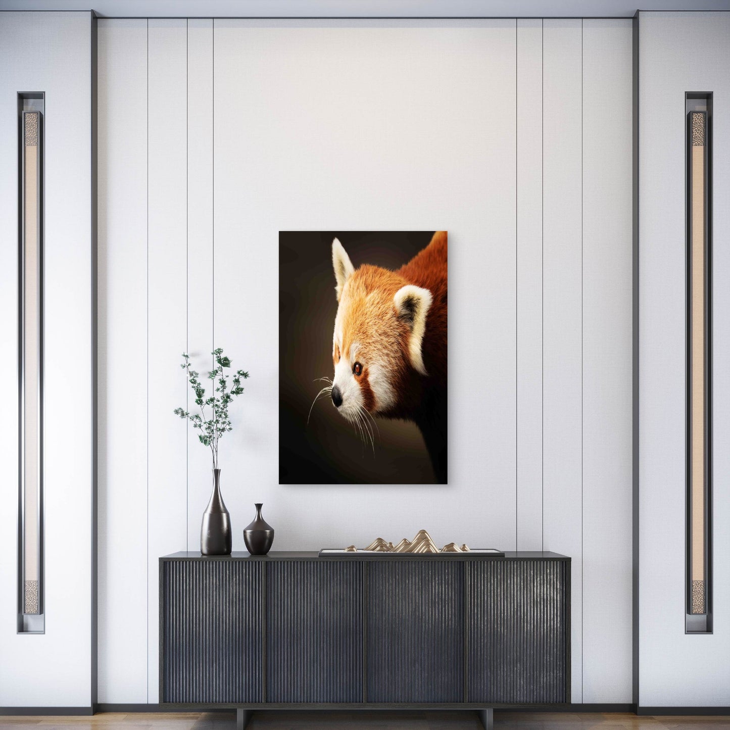A Close Up Portrait Of Red Panda Metal Print Ready to Hang