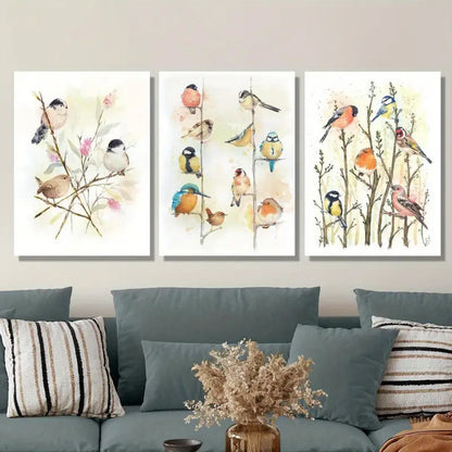 3pcs Deco Bird Canvas Prints Metal Print Ready to Hang Art - Bella Home Decor