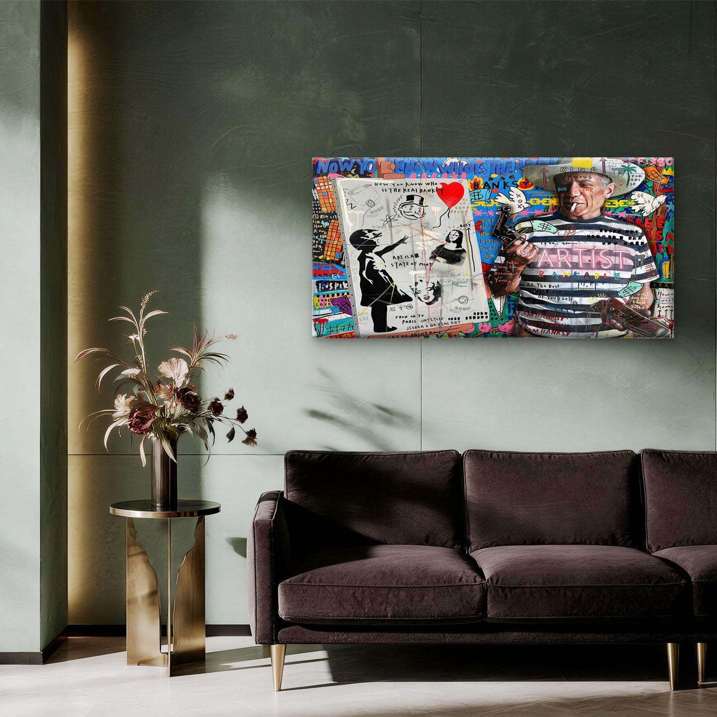 Maximalist Master Sketch Graphi Wall Art Canvas Office Home Room Framed 120x60cm - Bella Home Decor