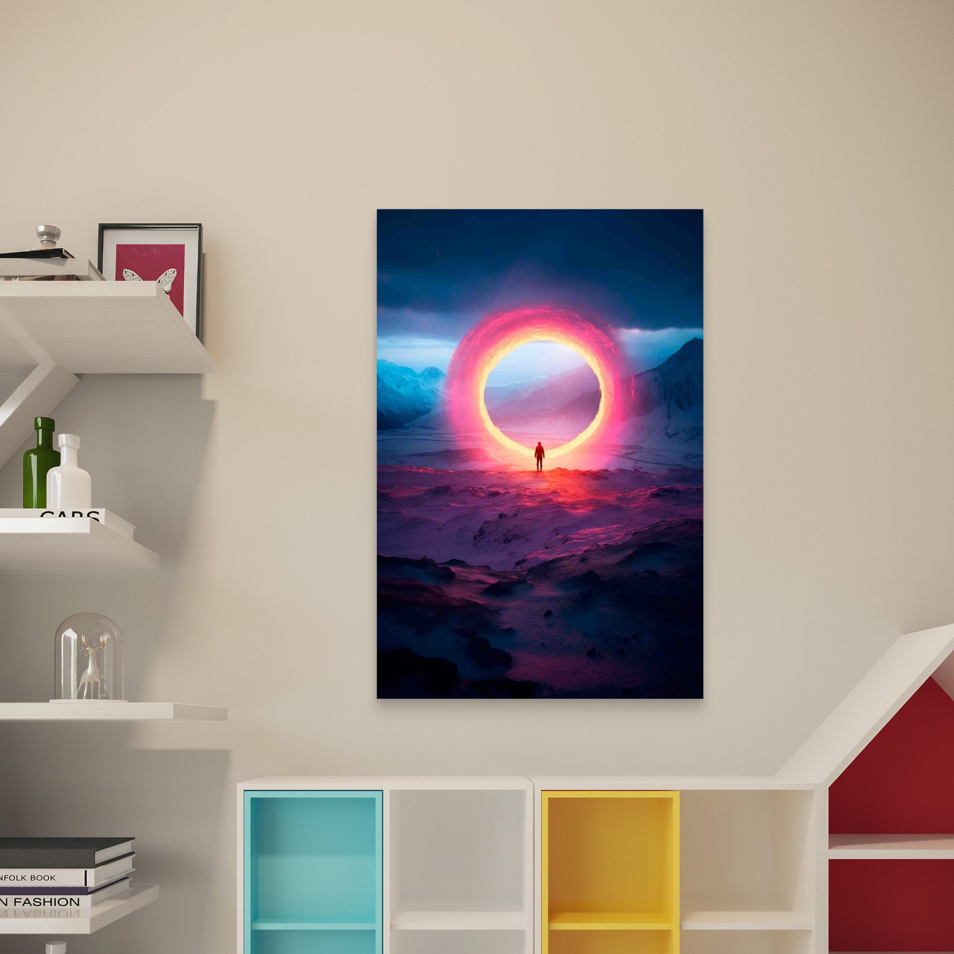 Door Leading Magical World 40x60cm Metal Print Ready to Hang - Bella Home Decor