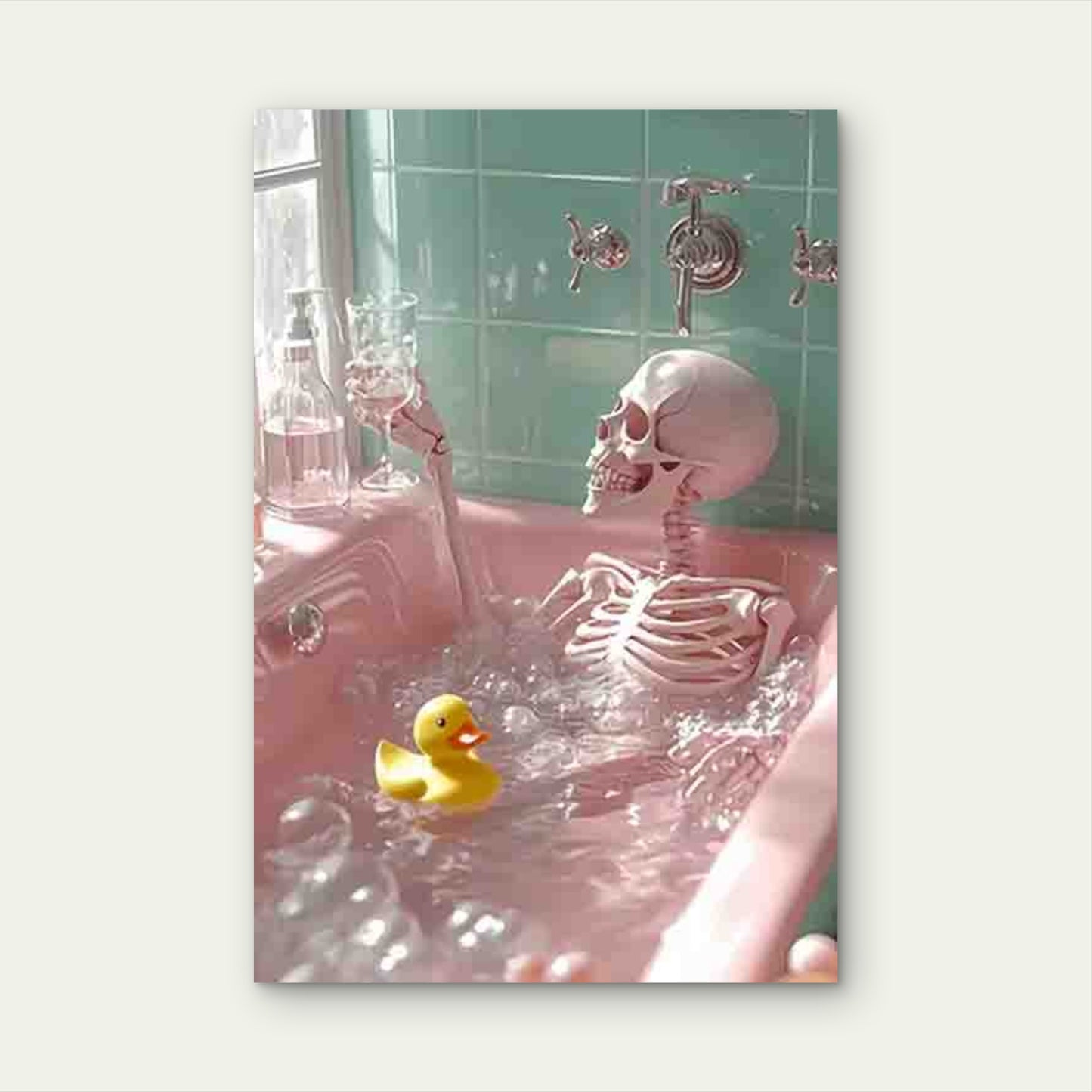 Gothic Vintage Bathtub Skeleton Metal Print Ready to Hang - Bella Home Decor