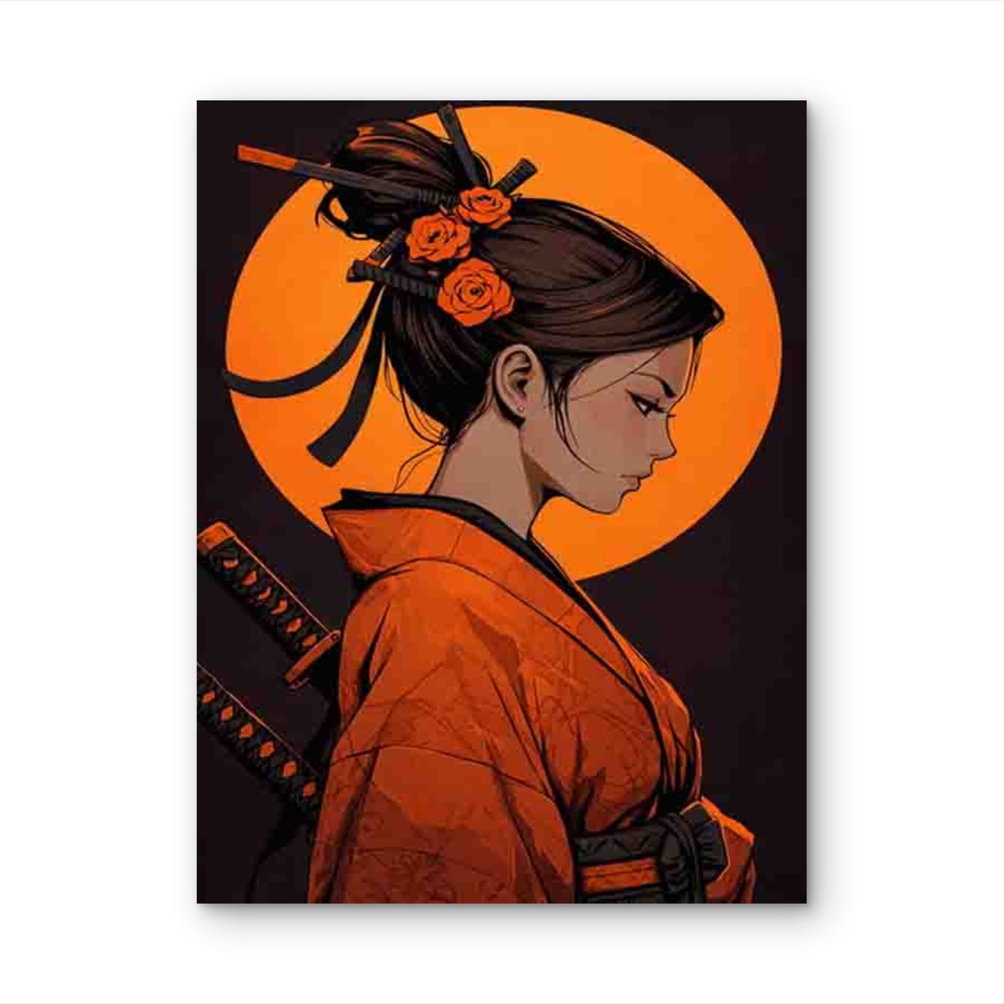 Samurai Beauty 60x90cm Metal Print Ready to Hang - Bella Home Decor