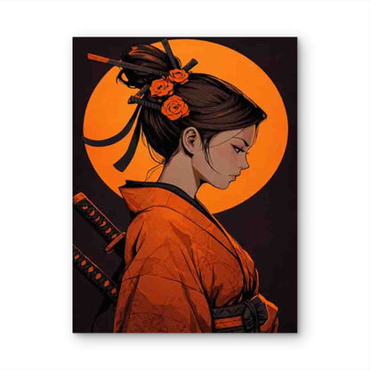 Samurai Beauty 60x90cm Metal Print Ready to Hang - Bella Home Decor