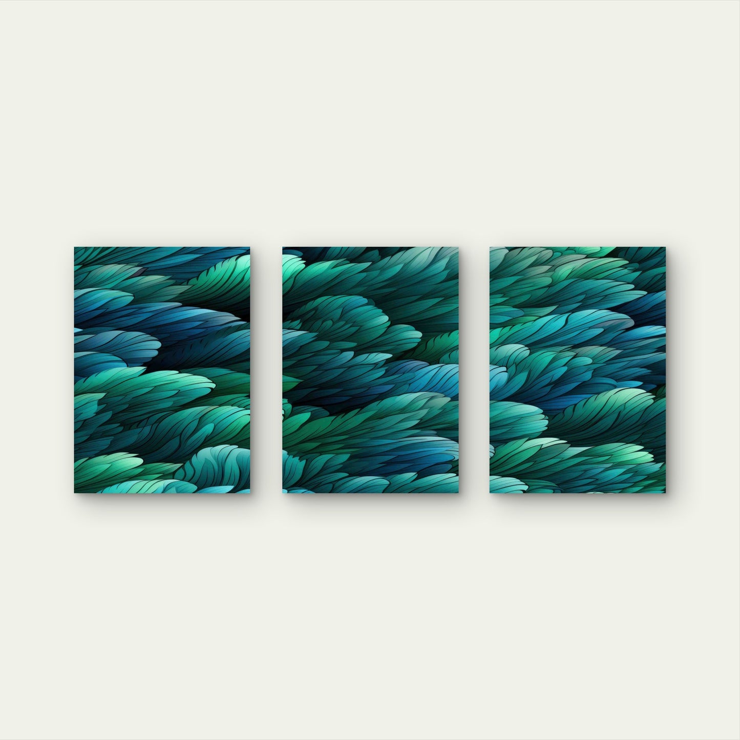 3pcs Floral Seamless Pattern Design Metal Print Ready to Hang Art