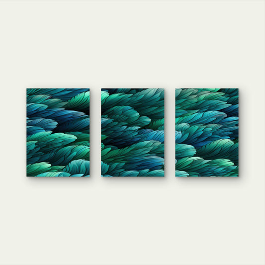 3pcs Floral Seamless Pattern Design Metal Print Ready to Hang Art