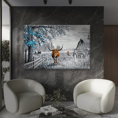 Black And White Highland Cow Farmhouse Wall Art Decor 100% Australian Made