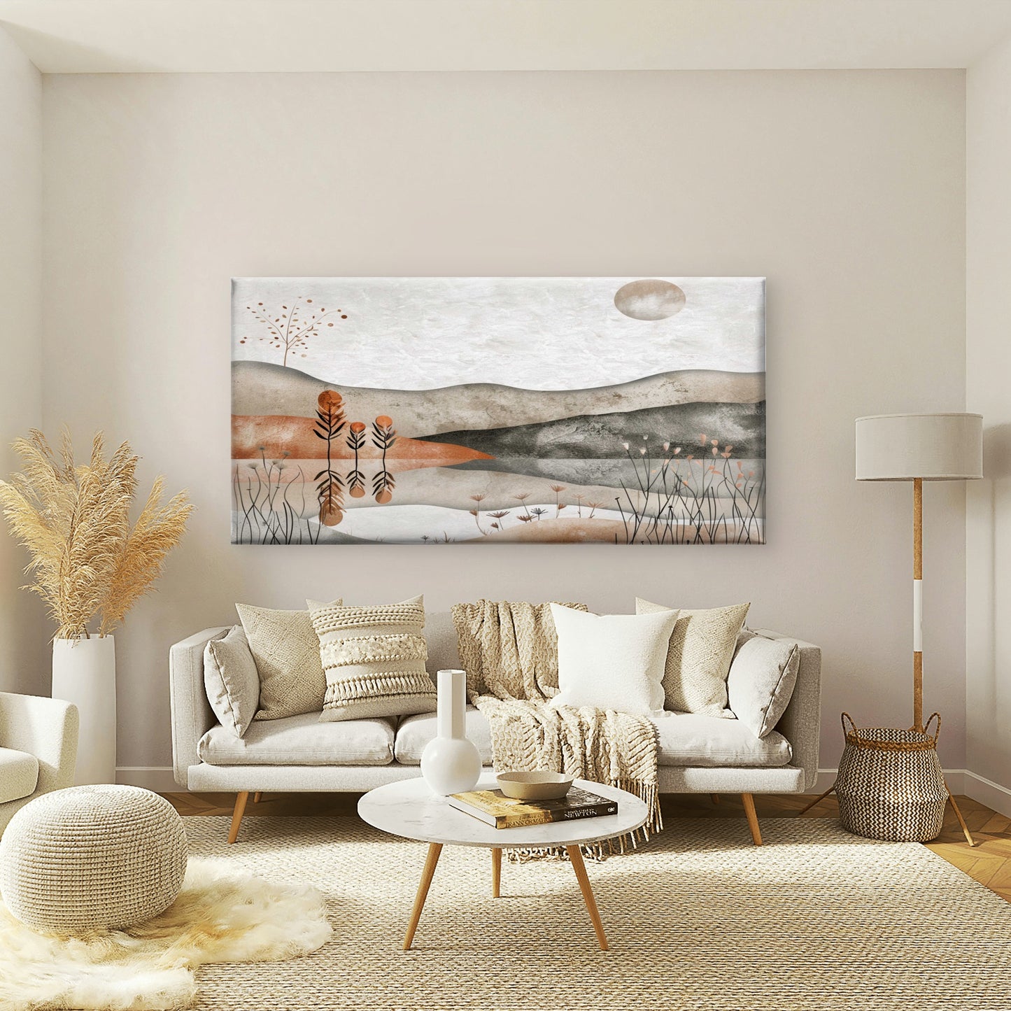 Minimalist Boho Desert Land Wall Art Canvas Office Home Room Framed 120x60cm