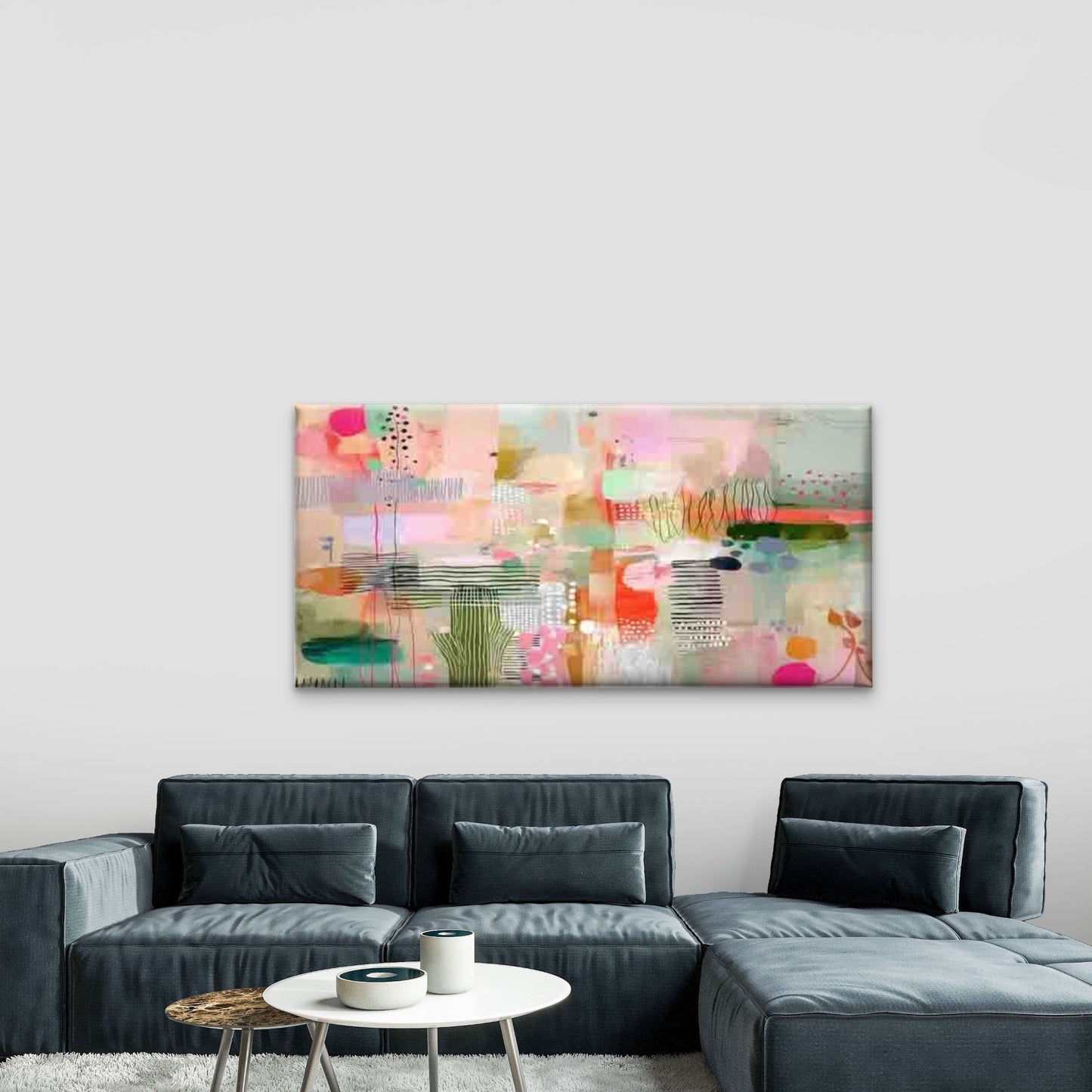 Abstract Geometric Designs Wall Art Canvas Office Home Room Framed 120x60cm - Bella Home Decor