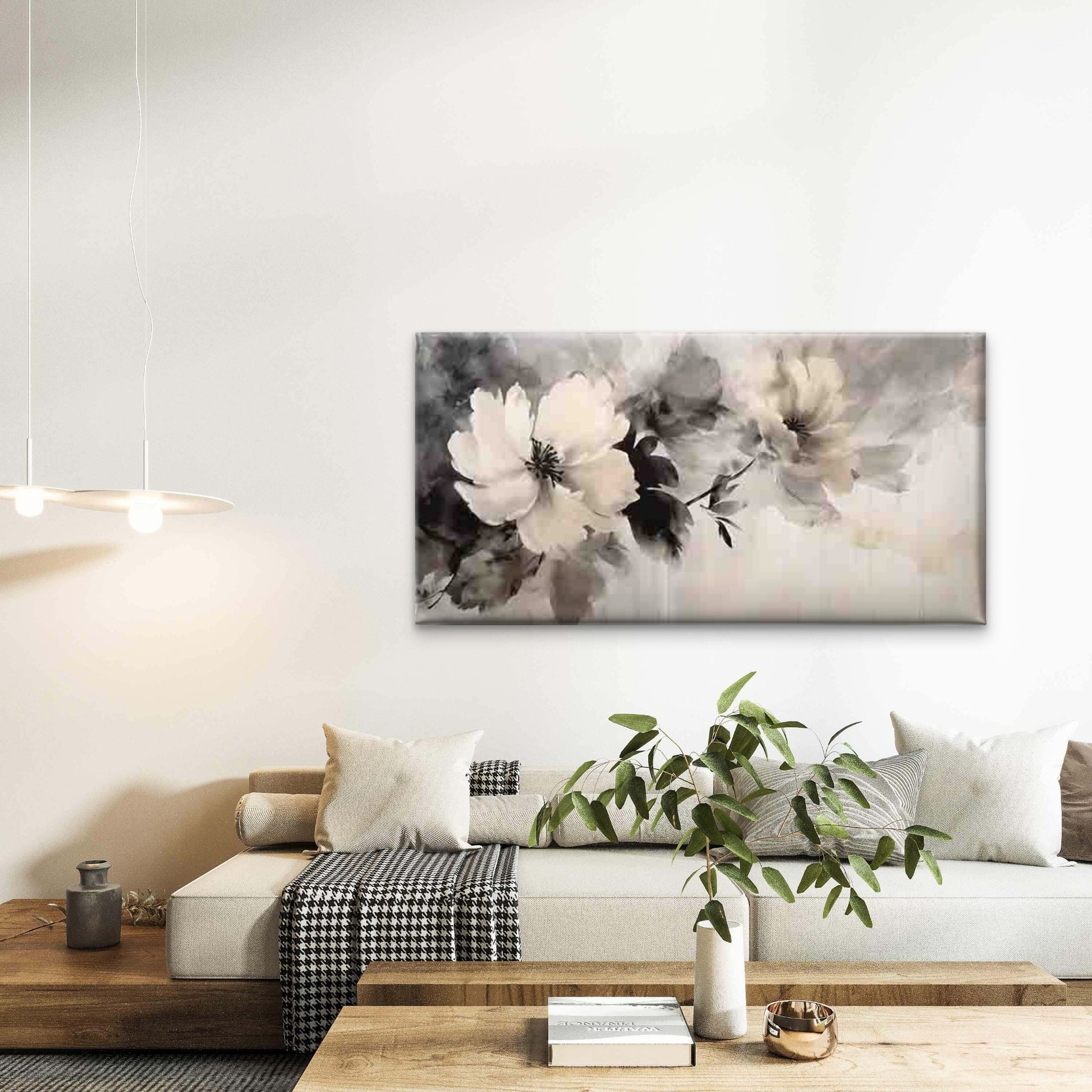 Abstract Watercolor Flowers Wall Art Canvas Office Home Room Framed 120x60cm - Bella Home Decor