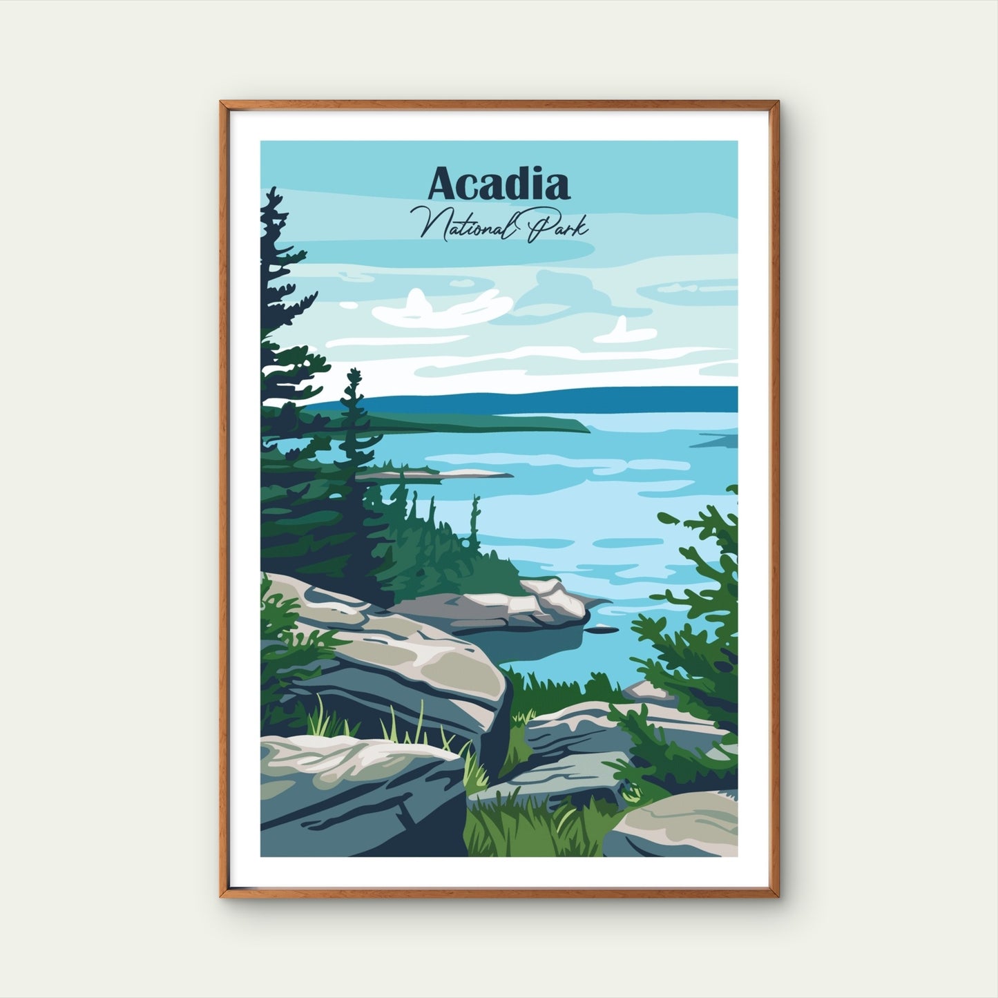Acadia National Park Bar Harbor Maine USA Travel Poster Print Wall Art